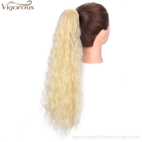 Vigorous Ponytail Hair Extensions Straight Kinky Ponytail Claw Clip on Yaki Ponytail Hair Extension for Women 613#